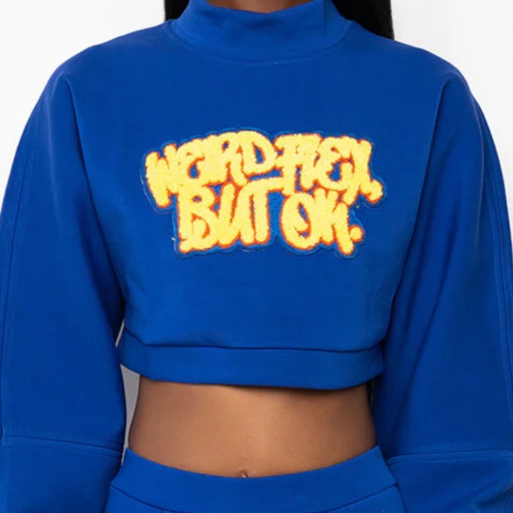 27. Akira Blue Cropped Sweatshirt with  Sleeves - Picture 2 of 10
